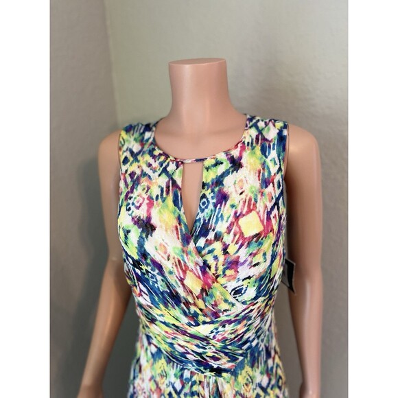 ELLEN TRACY Womens Watercolor Wrap Maxi Elegant Dress Sz 6 Sleeveless NWT #15 - Picture 9 of 10